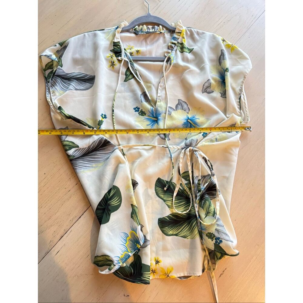 Zara Tropical Print Blouse SZ M - Picture 7 of 10